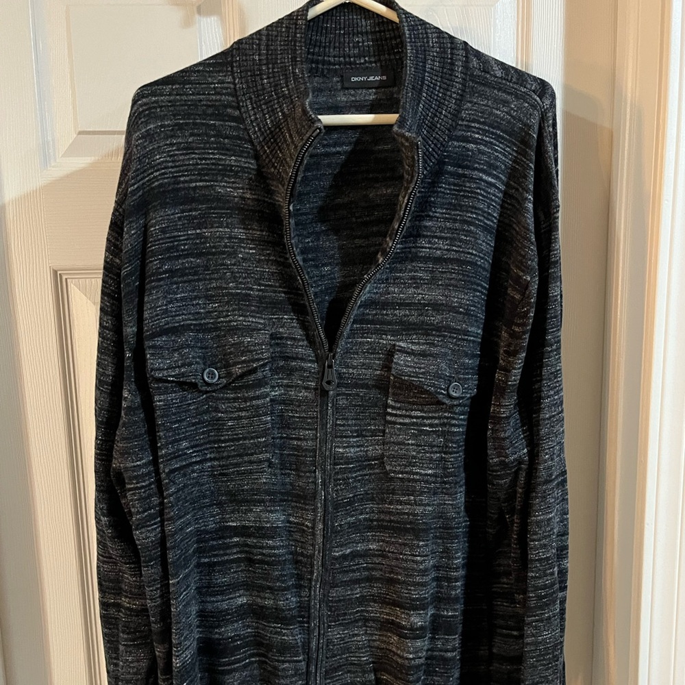 Dark Gray Zip-Up Cardigan